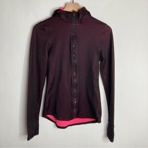Under Armour Black and Pink Zip Up Hoodie Medium